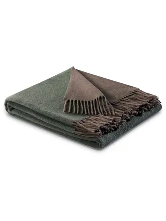 FYNCH-HATTON | Wolldecke - Plaid KIBO 130x170cm Nature Sand | dunkelgrün